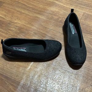 Skechers black glitter flats